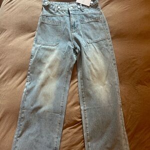 NWT’s KGYA Stylish Blue Denim Washed Wide Leg Jeans 28W